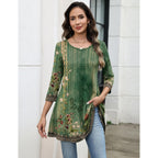 Women Tops 3/4 Sleeve Dressy Casual Plus Size Tunics to Wear with Leggings Swing Flare T-Shirt Loose Blouses