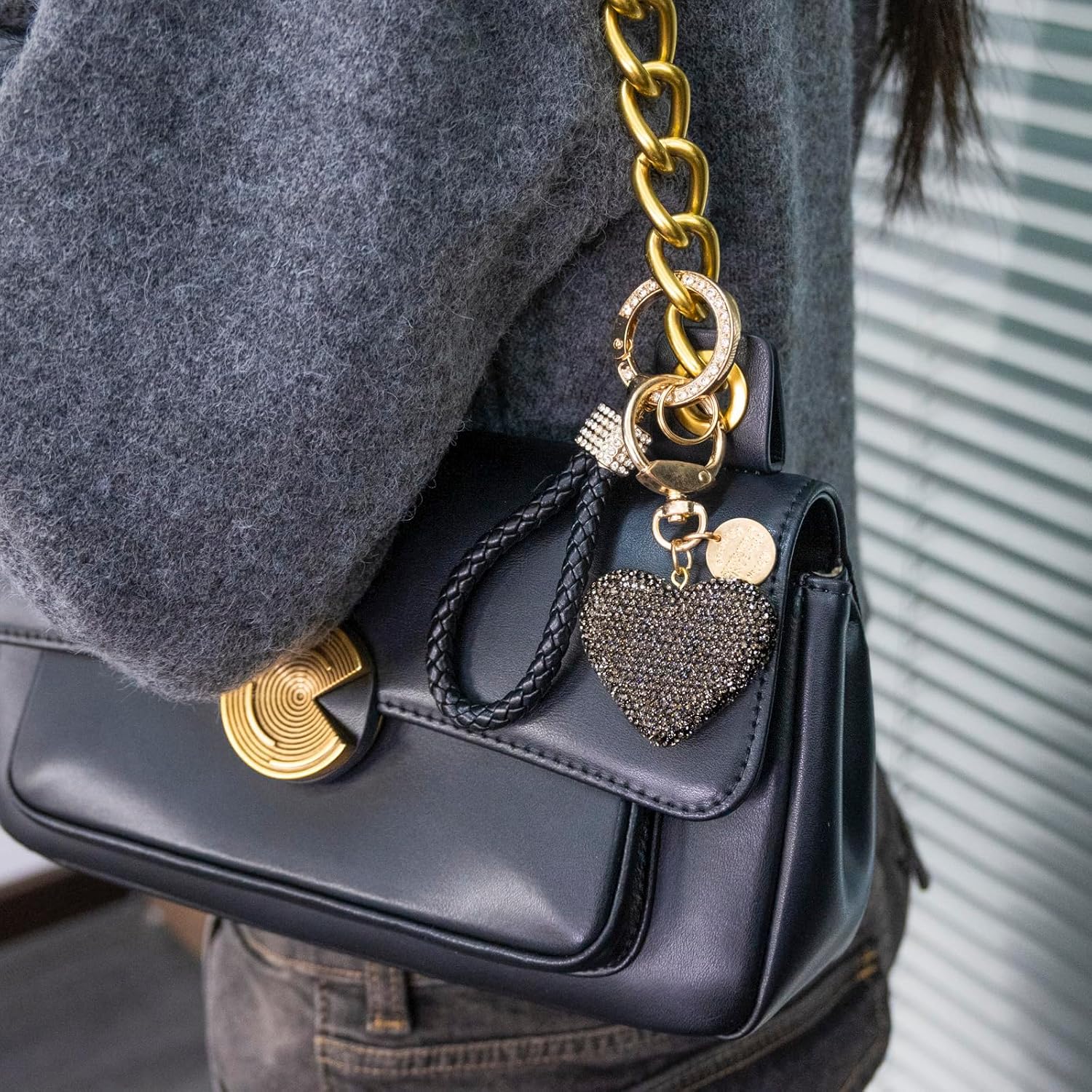 Heart Keychain Wristlet Bling Keychains For Women Girls Key Chain For Car Keys Purse Charms Handbag Backpack Accessories