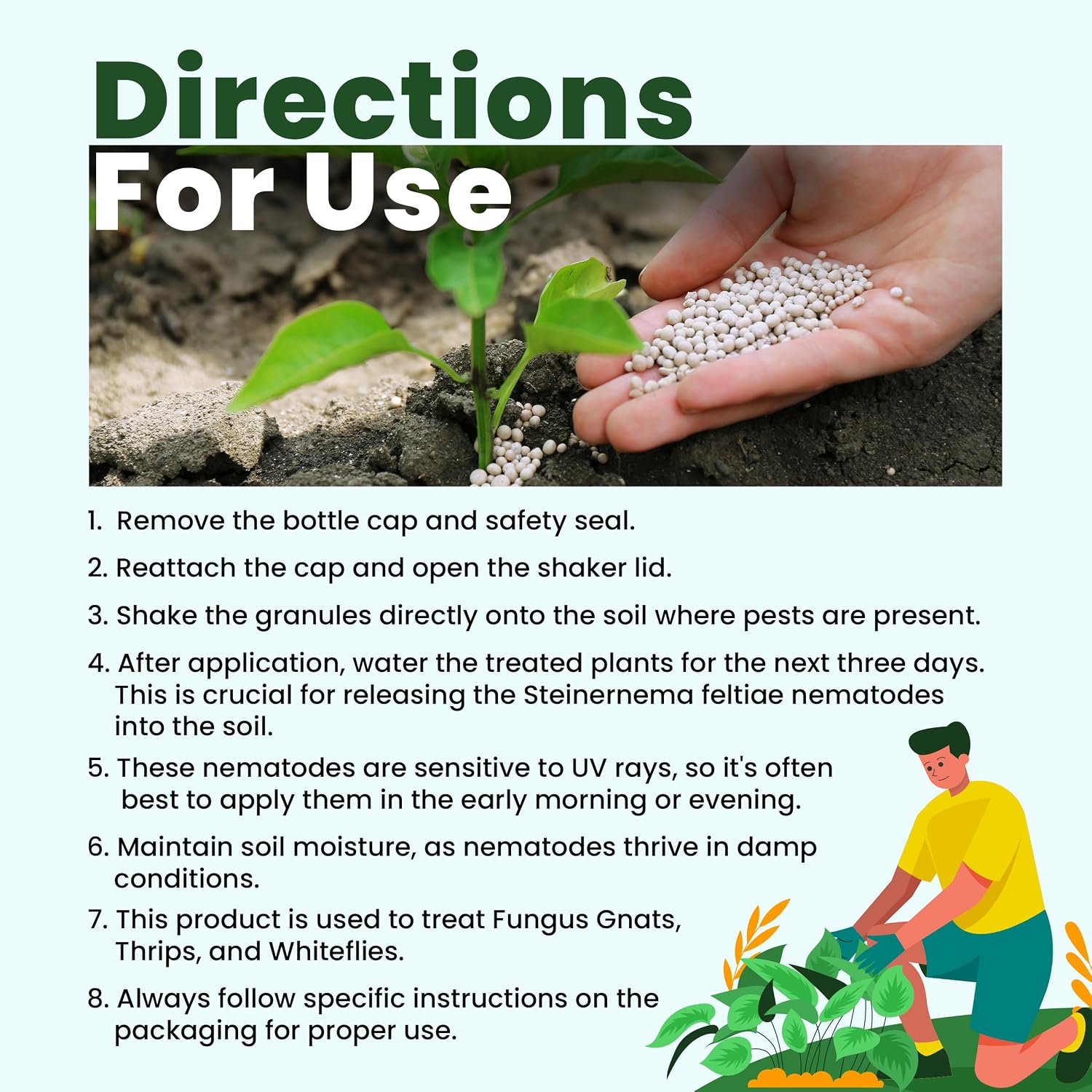The Environmental Factor Nemaknights Slow-Release Nematodes - Biological Pest Control For Fungus Gnats, Thrips, & Whiteflies (280G, Treats Up To 50 Planters)