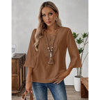 Lomon Womens 3/4 Sleeve Tops Cotton Linen Shirts V Neck Lace Casual Loose Fit Blouses Boho Fashion