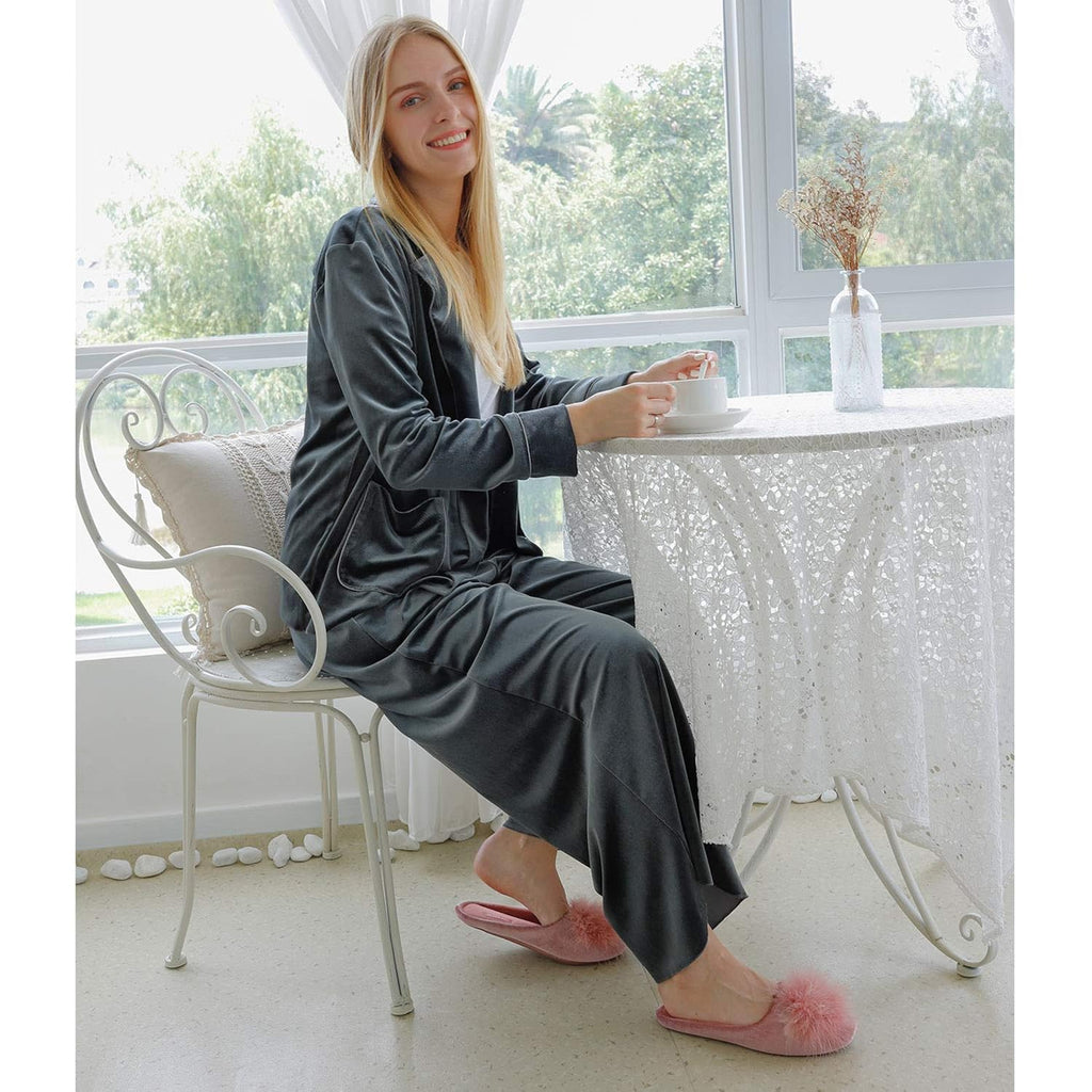 Women'S Cozy Velvet Memory Foam House Slipper, Ladies Fuzzy Bedroom Slipper Non-Slip Sole