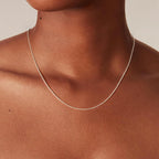 S925 Sterling Silver Box Chain Necklace for Women - 0.8mm Sterling Silver Box Chain Necklace Thick Sturdy Colourfast Chain Necklaces Jewelery for Women 16/18/20/22/24 Inch