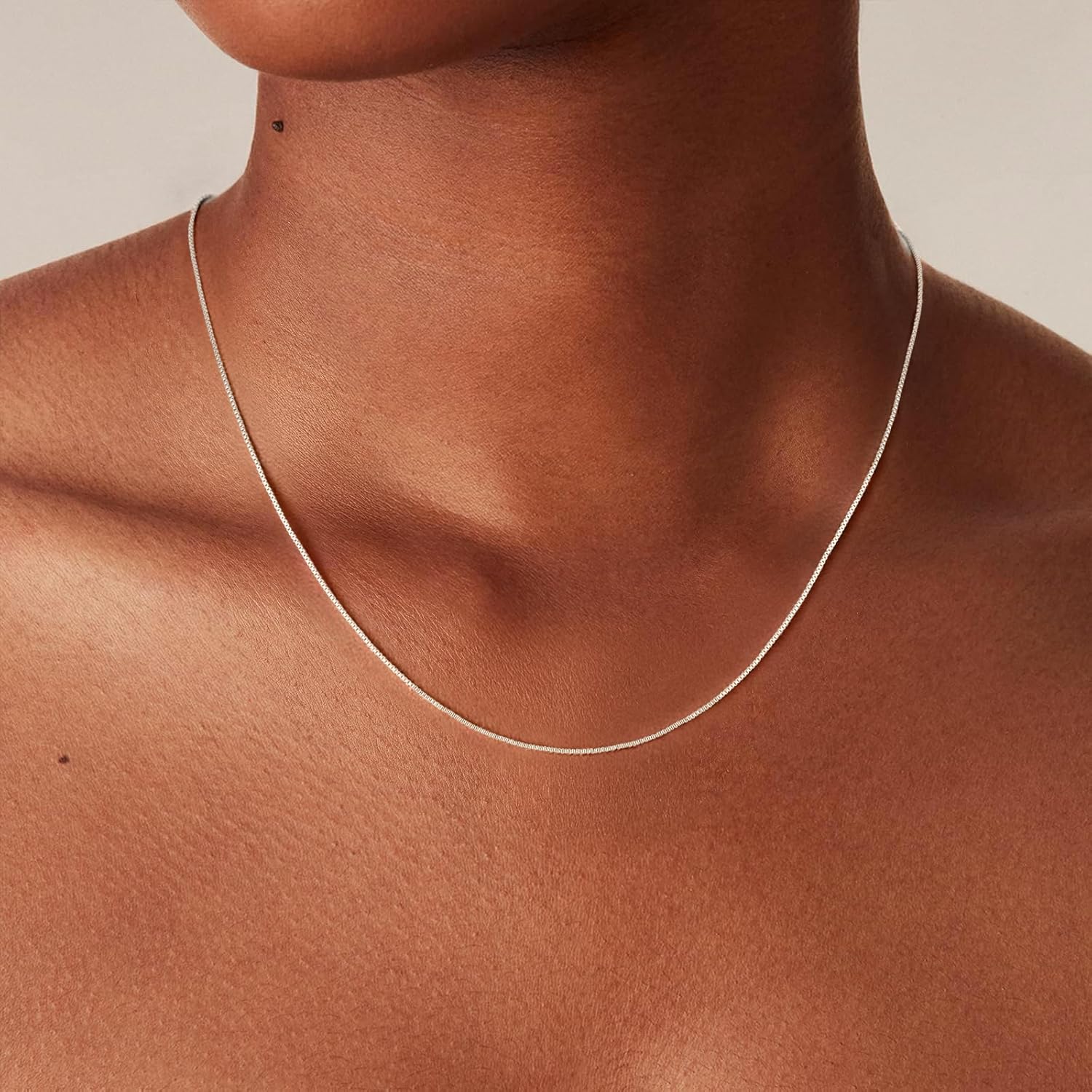 S925 Sterling Silver Box Chain Necklace for Women - 0.8mm Sterling Silver Box Chain Necklace Thick Sturdy Colourfast Chain Necklaces Jewelery for Women 16/18/20/22/24 Inch