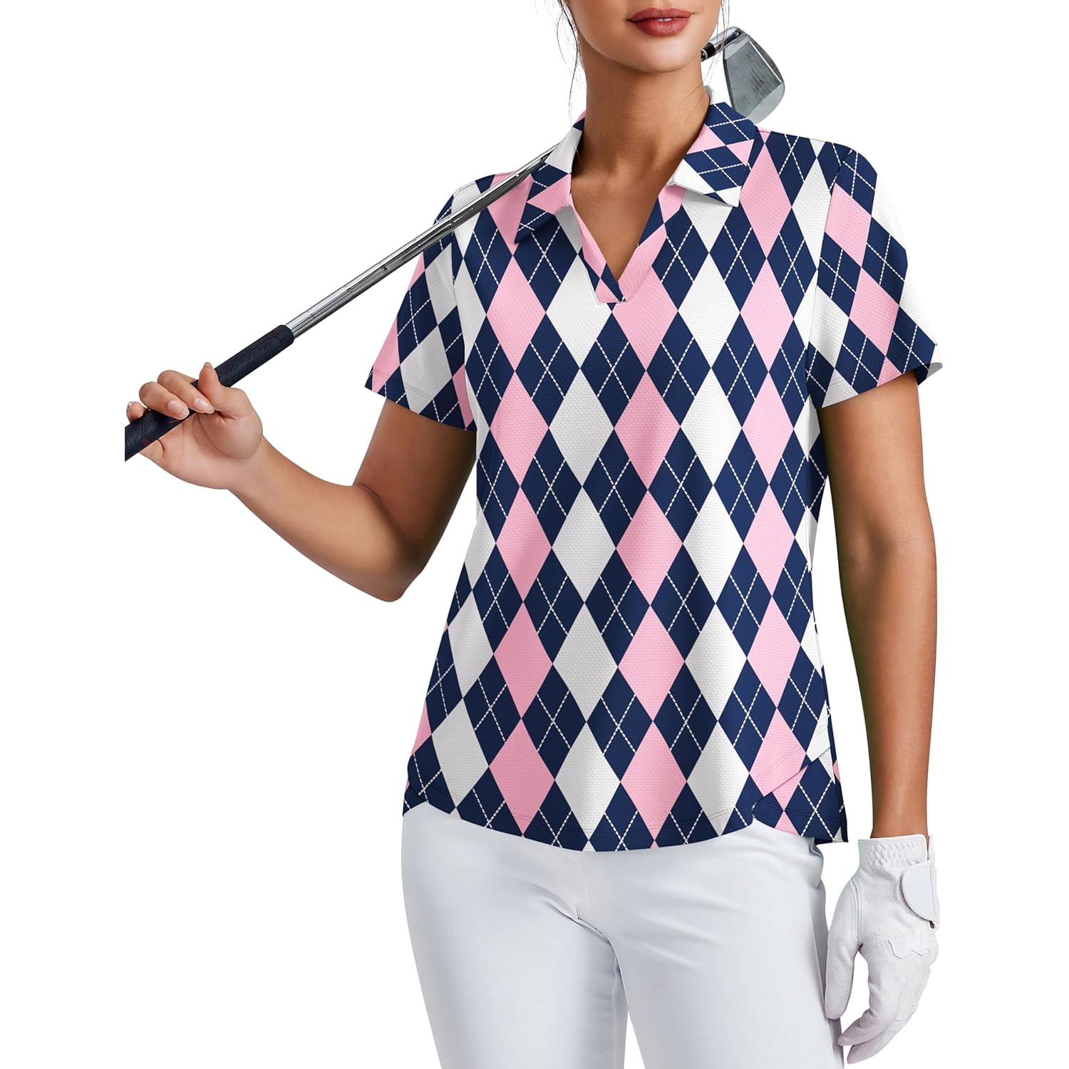 Womens Golf Shirt Short Sleeve Polo Shirts UPF 50+ Tennis Top V-Neck Workout Tops Collared Activewear T-Shirts