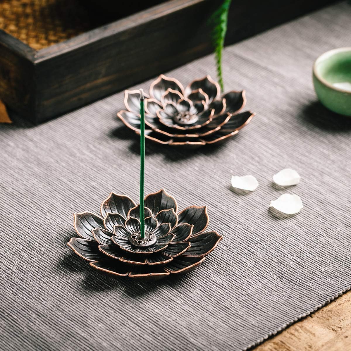 Garmoly Incense Burner, Incense Holder For Sticks, Brass Lotus Incense Stick Holder And Detachable Ash Catcher
