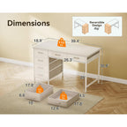 Odk Computer Desk With 6 Drawers, 40 Inch Small Desk With Storage, Reversible Desk For Home Office, Work Study Table For Bedroom, White