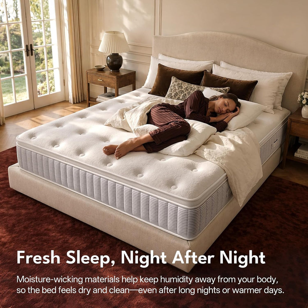 Comfbox Queen Mattress, 14 Inch Springs Matress, Bed In A Box, Soft And Breathable, Pressure Relief & Motion Isolation, Medium Firm Feel (Queen, 14, 14, Inches) (Queen, 14, 14, Inches)
