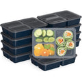 Bentgo Prep - 20-Piece 3-Compartment Reusable Meal Prep Containers with Lids, PFAS & BPA Free Materials, Durable, Microwave, Freezer, & Dishwasher Safe To Go Food Storage (Navy Blue)