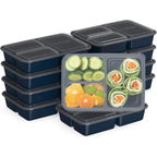 Bentgo Prep - 20-Piece 3-Compartment Reusable Meal Prep Containers with Lids, PFAS & BPA Free Materials, Durable, Microwave, Freezer, & Dishwasher Safe To Go Food Storage (Navy Blue)