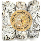 (Pack Of 3)-New Age Smudges & Herbs -Premium California White Sage Incense 4 Inches Long. Home Cleansing Incense,Fragrance,Meditation,Smudging Rituals.California Smudge Sticks Rituals -4 Inch