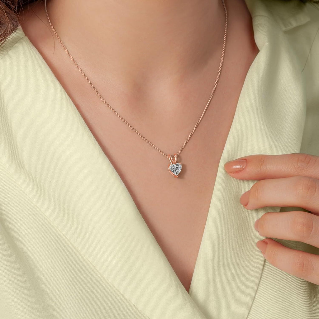 Fascinating Diamonds IGI Certified Lab Grown Diamond Solitaire Pendant 14K Gold 1/2-5 Carat 4 Prong Diamond Necklace 18 Inch Gold Chain For Women (E-F-G, VS1-VS2, 0.50-5 C.t.w)
