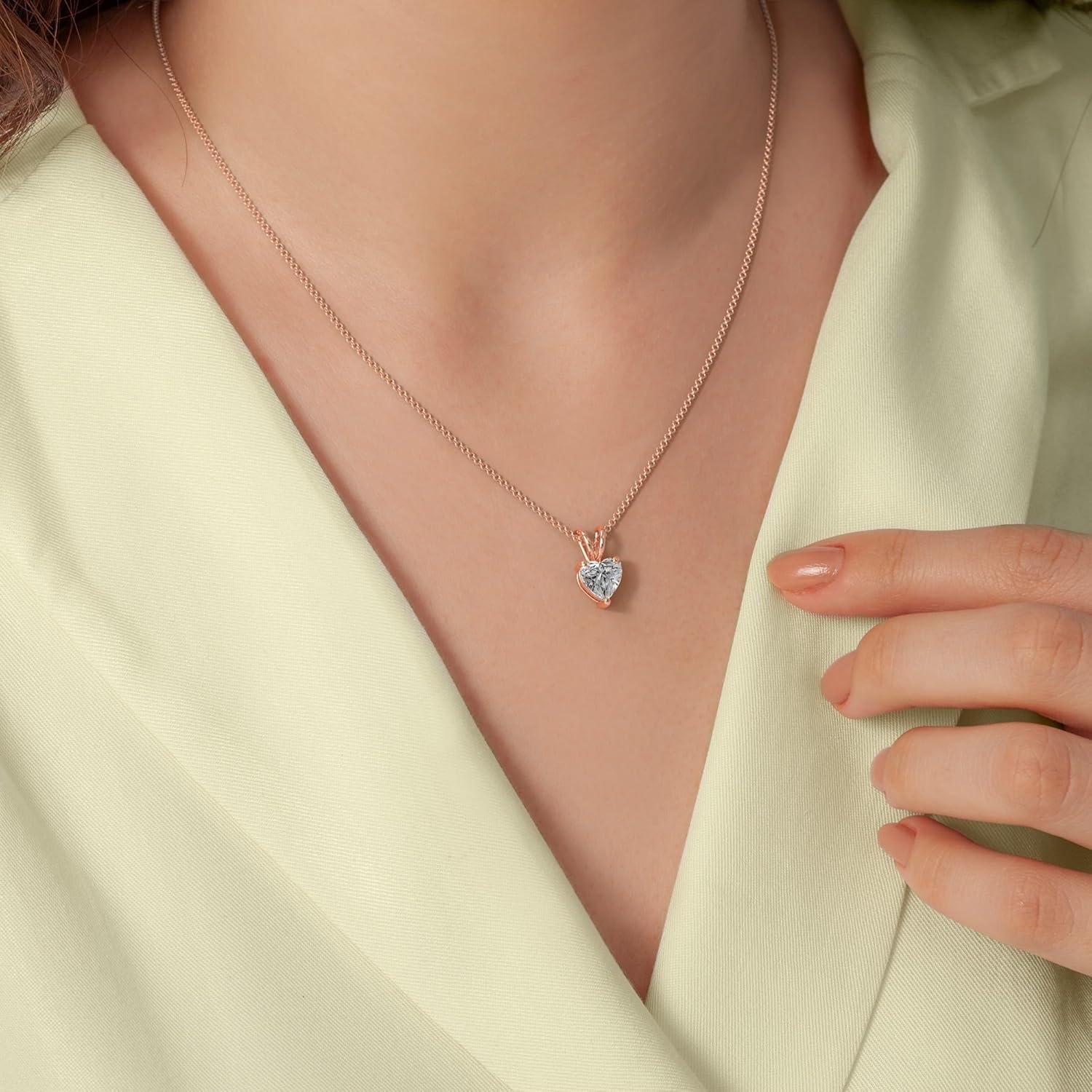 Fascinating Diamonds IGI Certified Lab Grown Diamond Solitaire Pendant 14K Gold 1/2-5 Carat 4 Prong Diamond Necklace 18 Inch Gold Chain For Women (E-F-G, VS1-VS2, 0.50-5 C.t.w)