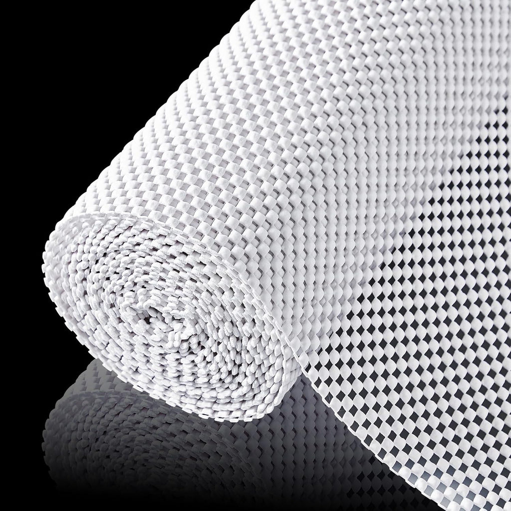 Shelf Liner For Kitchen Cabinet, Drawer Liners Non Slip Non Adhesive Thick Mat, Breathable Dresser Pantry Bathroom Protector, White, 12" X 120"