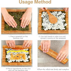 MIUQILAIY 9.5"x9.5"Bamboo Sushi Rolling Mat,kimbap roller(2 PCS)