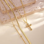 Amicon Cross Necklace for Women 14K Gold Plated Dainty Heart Cross Pendant Choker Simple Trendy Cute Cross Charm Diamond Necklace Faith Jewelry Religious Minimalist Gift