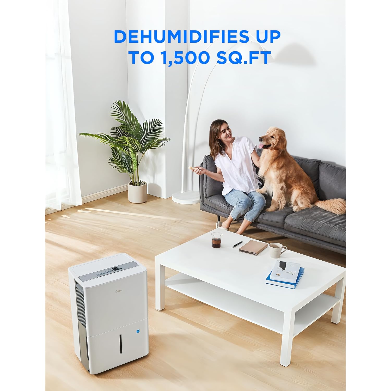 Midea 1,500 Sq. Ft. Energy Star Certified Dehumidifier With Reusable Air Filter 22 Pint - Ideal For Basements, Large & Medium Sized Rooms, And Bathrooms (White)