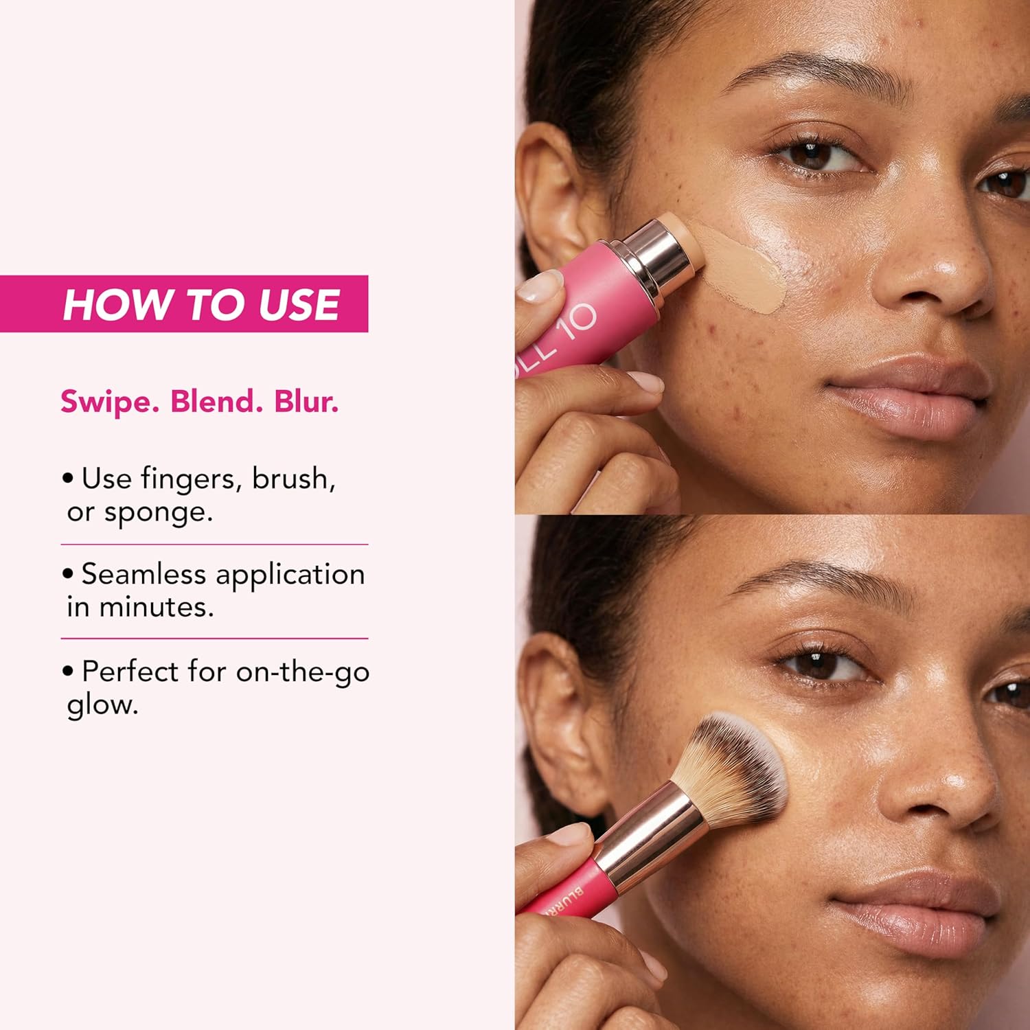 Peptide Blur Stick Foundation, Medium Buildable Coverage, Soft-Focus Pore Blurring, Hydrating Foundation for Mature & Textured Skin, Clean Beauty Makeup 0.29 oz – (Light/Medium)