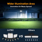 Lutec 80W 9000Lm Led Security Light Hardwire Motion Sensor Outdoor Lights, 4 Head Led Flood Lights Outdoor 5000K Daylight, Ip65 Waterproof, Motion Detected Lights For Outside, Garage, Yard (Black)