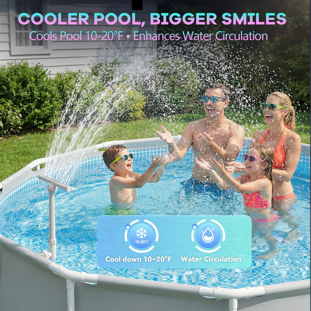 Solar Pool Fountain For Above Ground Pools And Inground Pools | Solar & Usb-C Dual Charging, 9-Color Auto-Sensing Lights, Dual Spray Waterfall, Adjustable Sprinkler For Relaxation