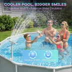 Solar Pool Fountain For Above Ground Pools And Inground Pools | Solar & Usb-C Dual Charging, 9-Color Auto-Sensing Lights, Dual Spray Waterfall, Adjustable Sprinkler For Relaxation