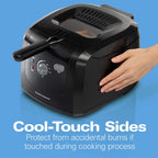 Hamilton Beach Cool Touch Electric Deep Fryer With Basket For Home Use | 2 Liter / 8 Cup Oil Capacity | 1500 Watts | Cool-Touch Sides | Lid With View Window | Adjustable Temperature | Black | 35021
