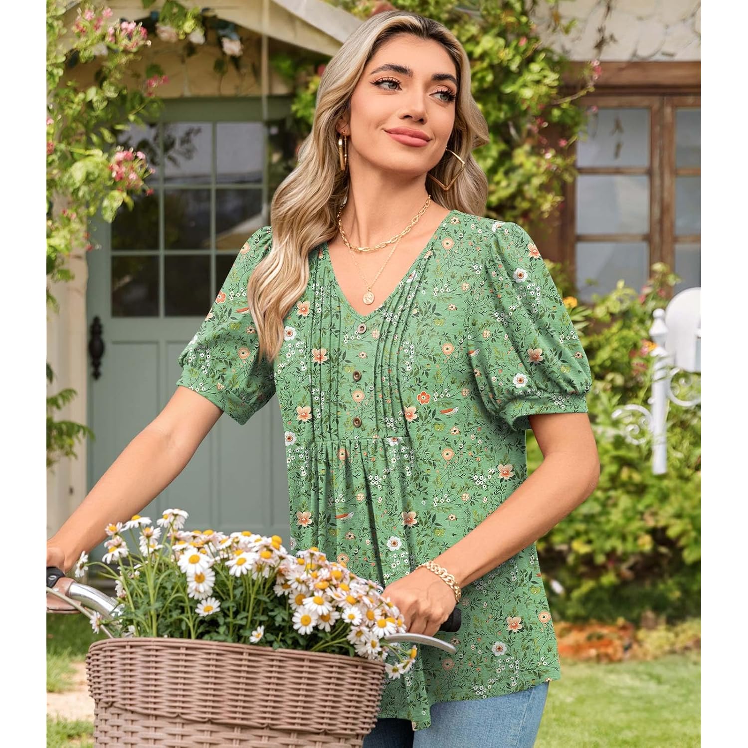 Women's Summer Tunic Tops Casual Dressy Blouses Short Sleeve Shirts M-4XL
