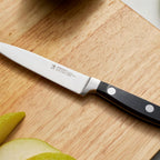 Henckels Classic 4-Inch Paring Knife, Razor-Sharp, German Engineered | Fully Forged Construction Provides Balance With Traditional Triple-Rivet Handles Enables Comfortable Easy Cutting.