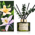 Reed Diffuser Set With 6.76 Fl Oz Cashmere Vanilla Scent Essential Oils And 3 Leaves & 8 Diffuser Sticks,Bathroom Shelf Decor & Air Freshener, House Bedroom Office Decor & Gifts