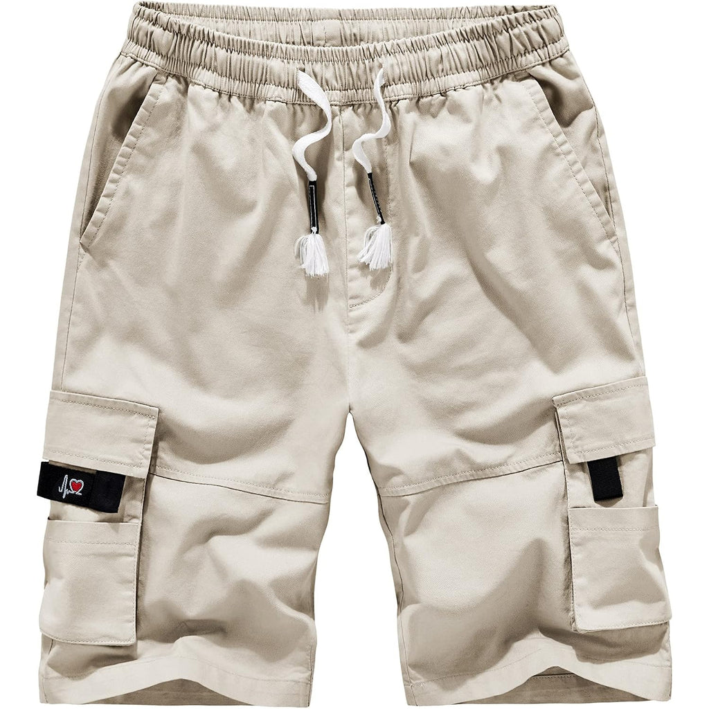 Aptro Men'S Cargo Shorts Elastic Waistband Drawstring Summer Casual Cotton Big & Tall Relaxed Fit Work Shorts