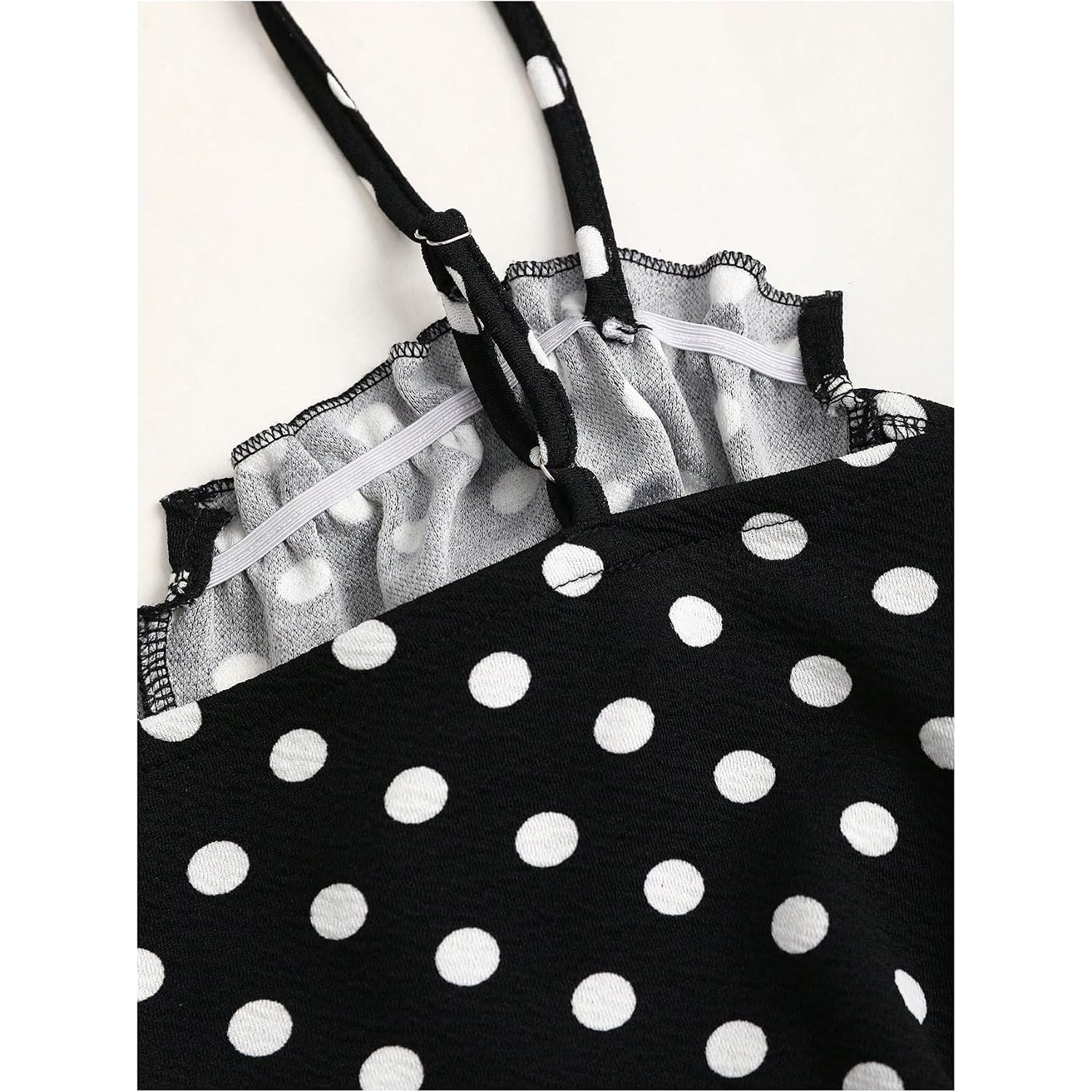 Milumia Women'S Polka Dots Frill Trim Cami Dress Elegant Ruched Bust Fishtail Maxi Dresses