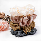 16 Scrunchies for Women - Satin Hair Ties and Bands, Big Ponytail Holders for Thick, Curly Hair, Cute No-Crease Pony Tails, No Damage