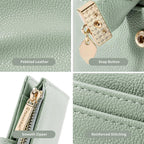 Pomelo Best Small Wallet Women RFID Blocking Bifold Soft Leather Card Holder with ID Window Zipper Coin Pocket Wallets for Women Green