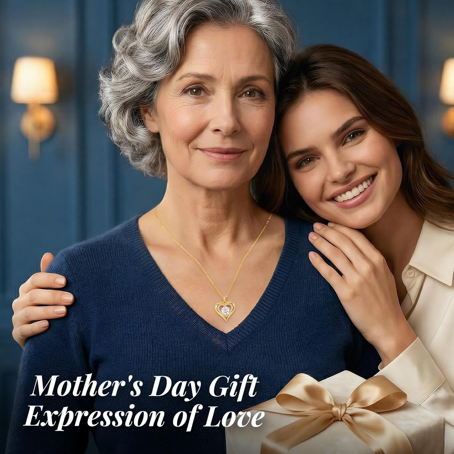 Mothers Day Gifts for Mom, Moissanite Heart Pendant Necklaces for Women, 925 Sterling Silver Necklace Engraved with 'I LOVE YOU', Ideal Anniversary Birthday Jewelry Gift for Women Wife Girlfriend Her