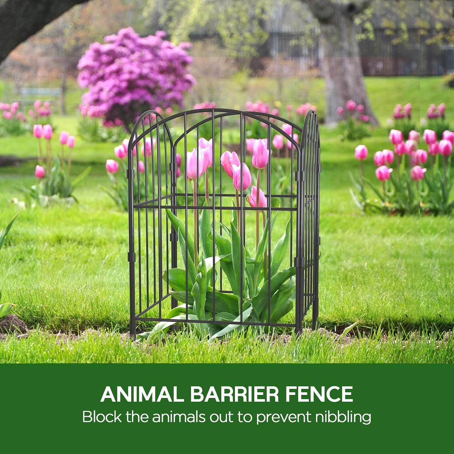 Garden Fence, Total 10Ft(L) X 24In(H) Garden Fencing Animal Barrier, 10 Pcs Rustproof Metal Fence Panels, Black No Dig Fence, Decorative Garden Fences And Borders For Dogs, Flower Bed, Patio