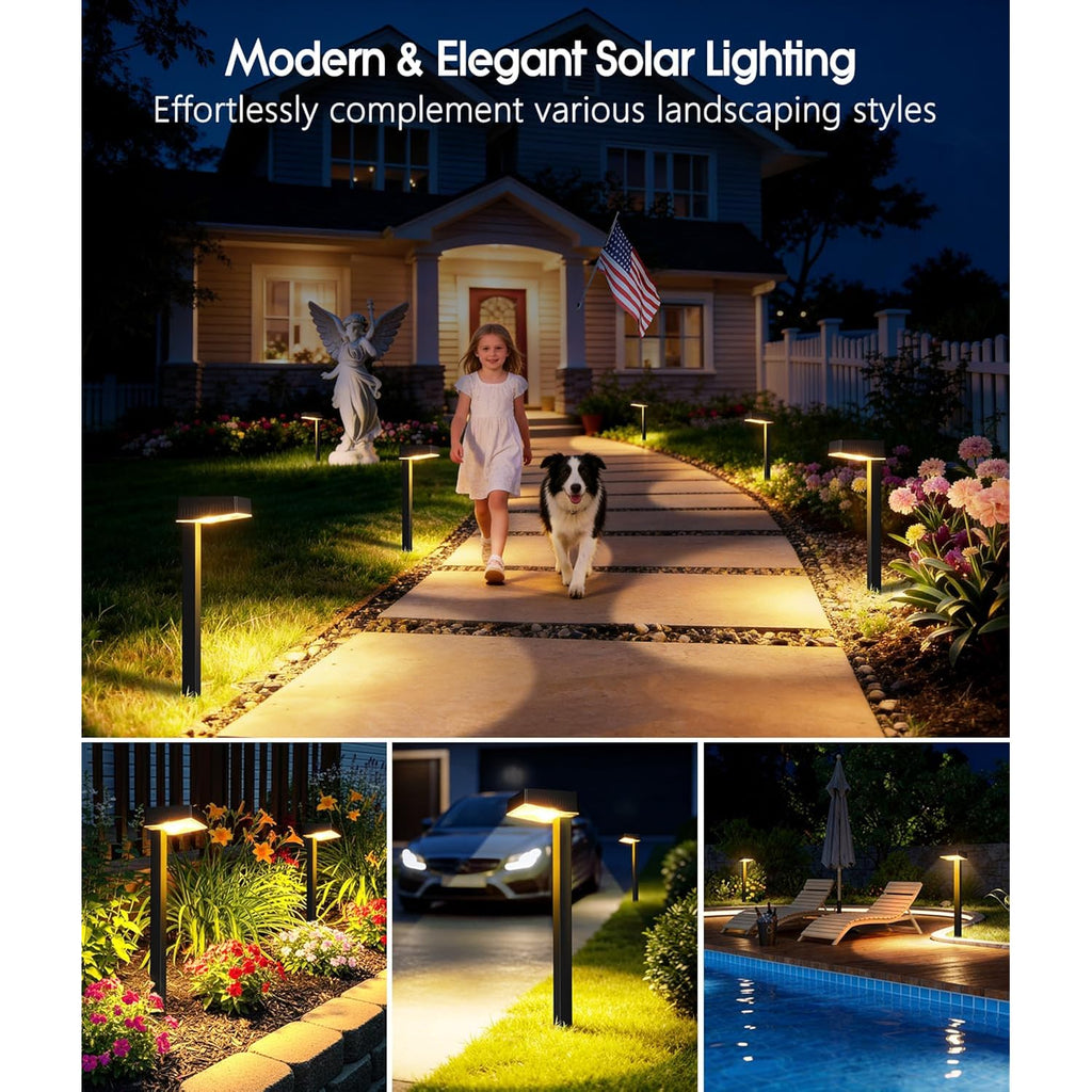 Solar Pathway Lights Outdoor, 8 Pack Garden Lights Solar Powered Path Lights With Larger Led Lens, 2 Light Modes Waterproof Outdoor Solar Light For Yard Driveway Walkway Landscape, Warm White