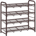 Songmics Stackable Shoe Rack, 4 Tier Metal Shoes Rack Storage Shelf, Holds Up To 16 Pairs Shoes, Adjustable Slanted Shelves Tower Organizer For Closet Entryway Small Spaces, Bronze