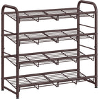 Songmics Stackable Shoe Rack, 4 Tier Metal Shoes Rack Storage Shelf, Holds Up To 16 Pairs Shoes, Adjustable Slanted Shelves Tower Organizer For Closet Entryway Small Spaces, Bronze
