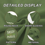 Pickle Shirt Funny Shirts for Women Graphic with A Side of Pickles Tee Cucumbers Short Sleeve Cotton Tops Army Green
