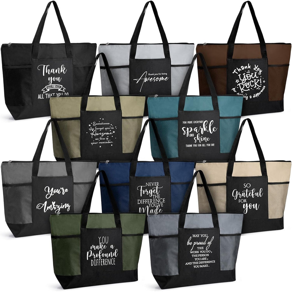 Talltalk 20 Pcs Employee Appreciation Gifts Thank You Tote Bag Bulk for Mother's Day Women Teacher Nurses Gifts (Neutral)