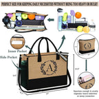 YOOLIFE Personalized Gifts for Women - Initial Jute Tote Bag & Makeup Bag, Birthday Gifts for Women Mom Wife Teacher Friend