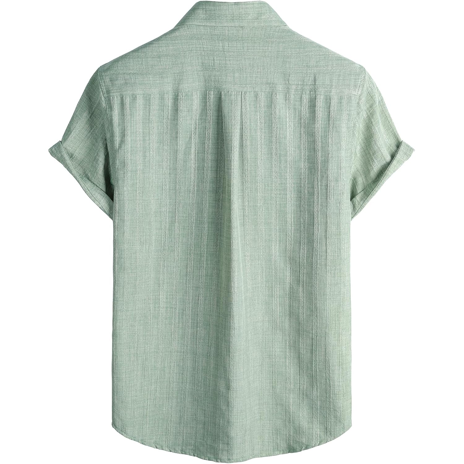 Lucmatton Men'S Vintage Bohemian Short Sleeve Button Down Shirt Casual Regular Fit Striped Textured Summer Beach Tops