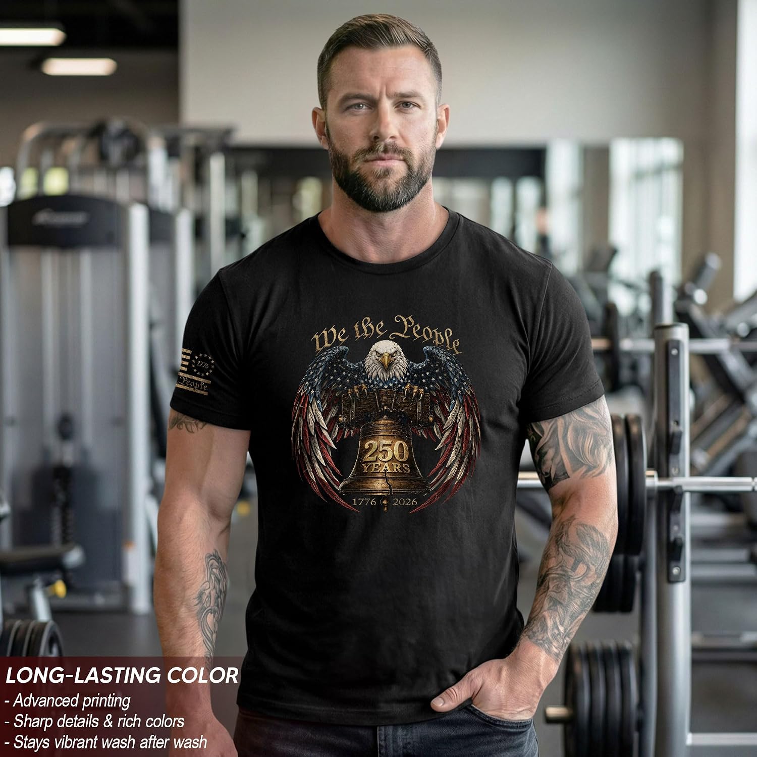 1776-2026 Anniversary Usa Shirt, Patriotic Graphic Men Shirt | Patriotic Graphic Tee Featuring Anniversary-Inspired Artwork, Heritage Details, Suitable For Holidays, Events, Casual Wear