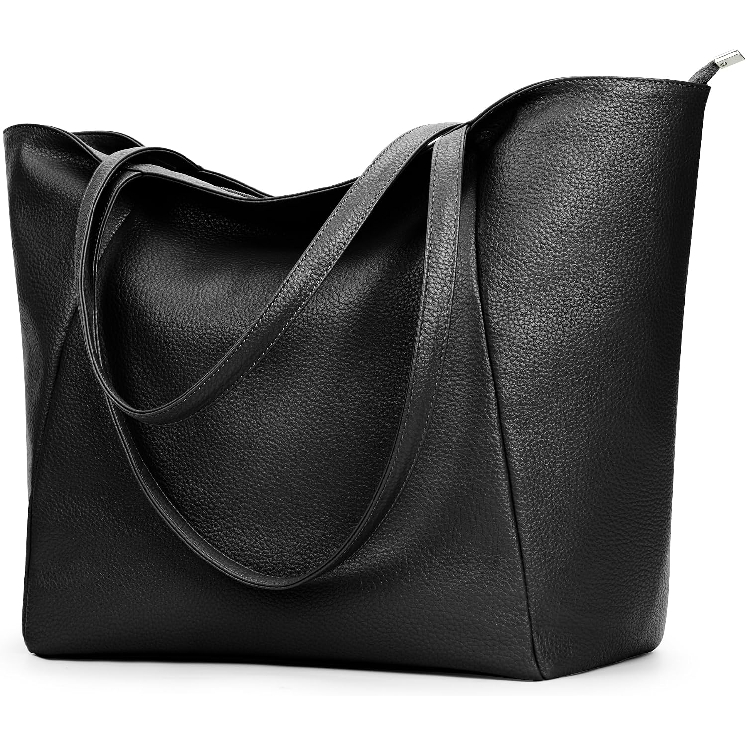 Kalidi Large Tote Bag Vegan Leather Casual Zipper Work Bag Weekender Hobo For Women 16L Oversize Shoulder Travel Purse