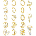 18 Pcs Ear Cuff Earrings for Women 14K Gold Plated Ear Cuffs Non Piercing Adjustable Ear Cuff Earring Clip On Cartilage Helix Wrap Ear Jewelry Set