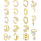 18 Pcs Ear Cuff Earrings for Women 14K Gold Plated Ear Cuffs Non Piercing Adjustable Ear Cuff Earring Clip On Cartilage Helix Wrap Ear Jewelry Set
