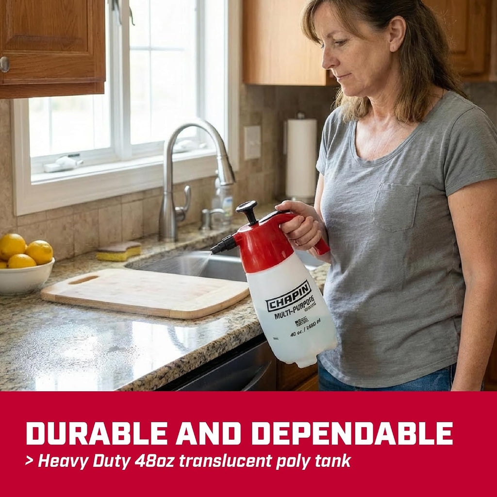 Chapin 48Oz Handheld Sprayer, Anti-Clog For Continuous Spray | Wide-Mouth Translucent Tank; Ideal For Weeds, Plant Feeding, Bee Hives And Cleaning With Adjustable Spray Control
