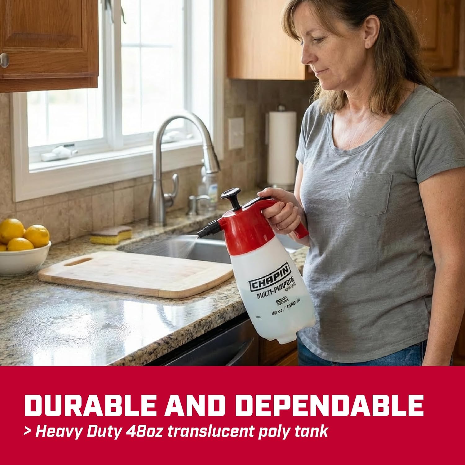Chapin 48Oz Handheld Sprayer, Anti-Clog For Continuous Spray | Wide-Mouth Translucent Tank; Ideal For Weeds, Plant Feeding, Bee Hives And Cleaning With Adjustable Spray Control