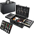 Barber Case 6 Clippers Sliding Tray, Profesional Barbers Briefcase Tool Case, Barber Cases For Clippers And Supplies, Hair Scissors Trimmer Organizer, Salon Hair Grooming Hard Travel Suitcase