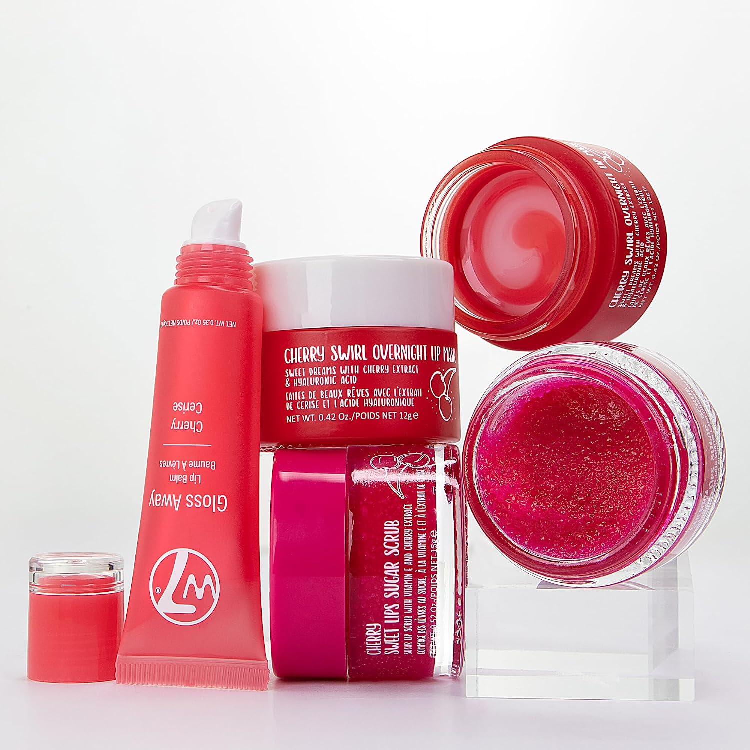 W7 Sweet Dreams Lip Care Trio - 3 Piece Set - Overnight Lip Mask, Lip Balm & Lip Scrub - Cherry