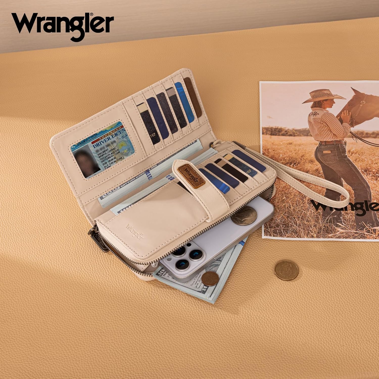 X Wrangler Women'S Wallets Bifold Wristlet Wallets For Women Large Capacity Credit Card Wallet With Id Window